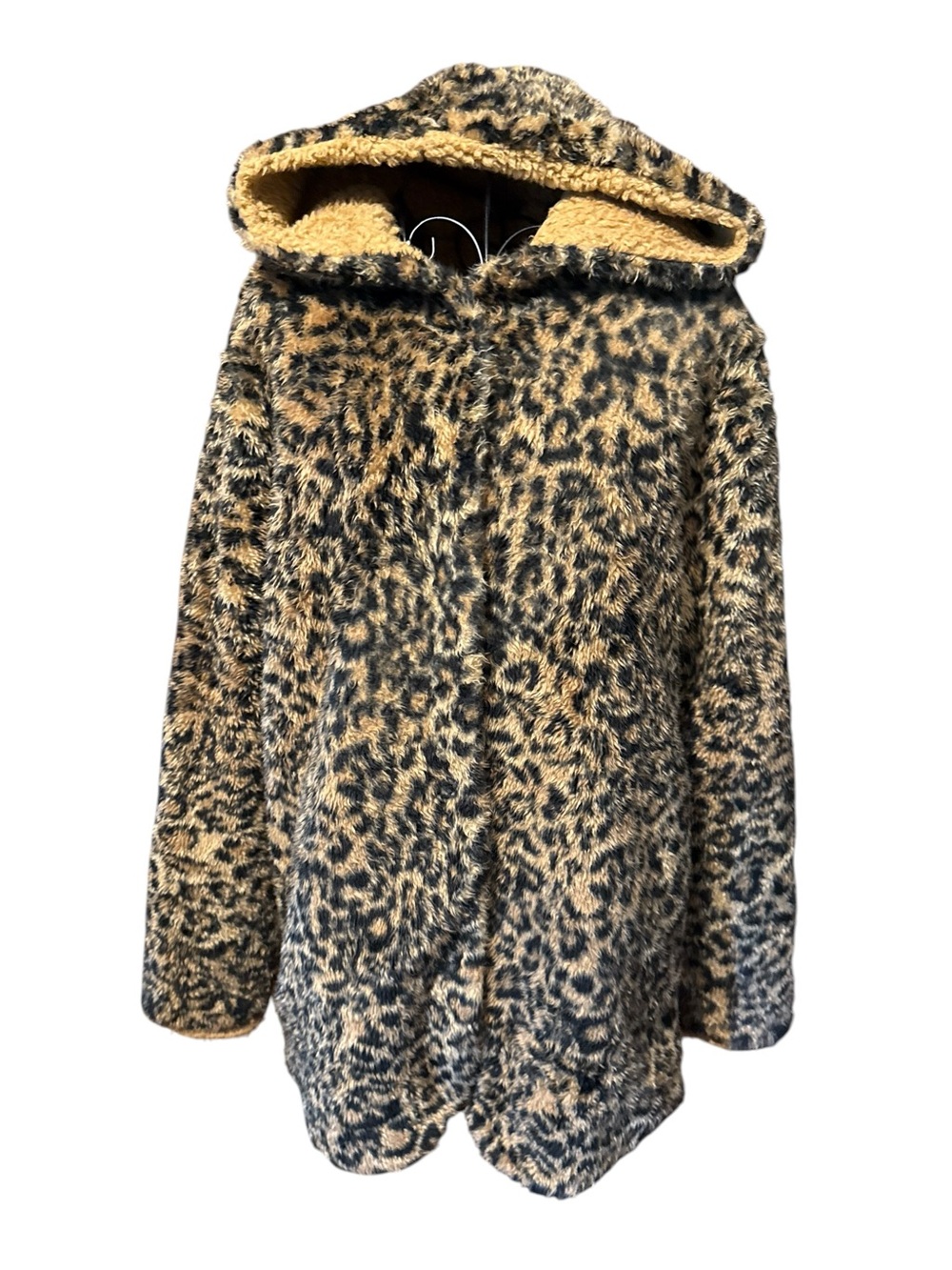 Workshop Republic Clothing Leopard Print Teddy Jacket in Tan and Black